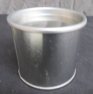 NEW BOX OF SMALL, SILVER TIN CANS WITH LIDS.