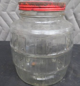 ANTIQUE BARREL GLASS KITCHEN HOOSIER JAR