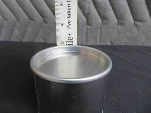 NEW BOX OF SMALL, SILVER TIN CANS WITH LIDS.