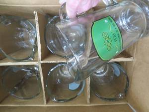NEW BOX OF 6 HEAVY GLASS BEER PITCHERS