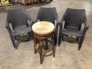 Set of Small Table and 3 Dining Chairs, Review all pictures, Open Box