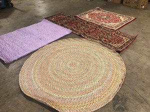 Mix Lot of assorted Rugs, Various Colors and Sizes, Review all pictures