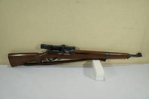 lot 7 image: Rare J Stevens Arms Co Springfield Model 87M .22 LR Rifle - M1 Garand Style Stock