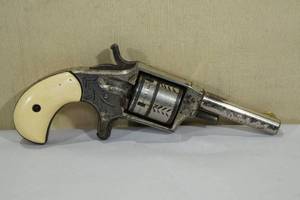 lot 36 image: Antique Hopkins & Allen Dictator .32 Rimfire Revolver - Engraved