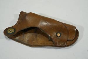 lot 72 image: Vintage Brown Leather Handgun Holster - Brass Hardware