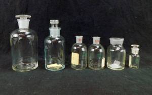 lot 55 image: Lot of 6 Assorted Glass Bottles