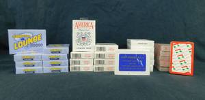 lot 41 image: Lot of 28 Vintage Hoyle Playing Cards including Lounge Cards, US Coast Guard, Peace River and Rock-Tenn