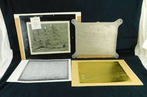 lot 21 image: Vintage Clipper Ship Negative, Embossing Plate and Prints