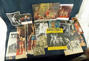 lot 50 image: Large Lot of Vintage 1940s - 1960s Basketball Photos, Programs and Images including 1945-46 Basketball Illustrated featuring George Mikan