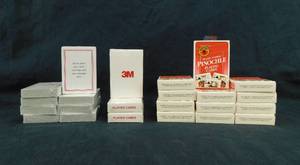lot 37 image: Lot of 23 Vintage Hoyle Playing Cards including Advertising, 3M, Shop Rite Pinochle