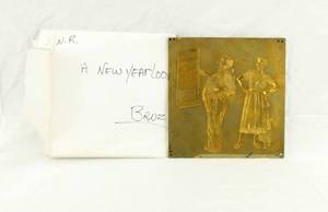 lot 22 image: Vintage Norman Rockwell A New Year Look Brass Embossing Plate