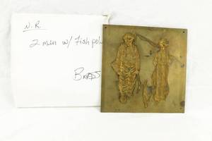 lot 23 image: Vintage Norman Rockwell Two Old Men and A Dog The Catch Brass Embossing Plate