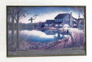 lot 73 image: 1993 Duck Inn  Brushed Nickel Colored Framed Print by Sam Timm