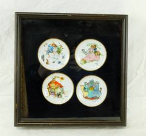 lot 88 image: Shadow Box Containing 4 Norman Rockwell Four Seasons of Love Miniature Plates