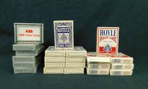 lot 42 image: Lot of 22 Vintage Hoyle Playing Cards including Abb Vetco Gray, Maverick Bridge Size and Hoyle Poker Size