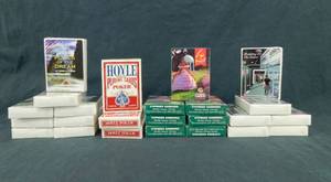 lot 43 image: Lot of 23 Vintage Hoyle Playing Cards including Drummond American Corporation, Hoyle Poker and Cypress Gardens 60th Anniversary