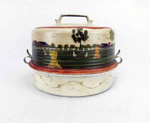 Hand Painted Vintage Regal Quality Aluminum 3 Piece Cake Pie Carrier
