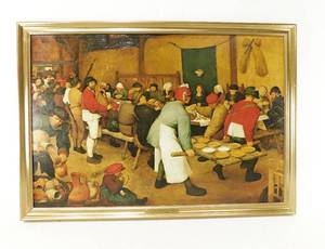 Vintage The Peasant Wedding Feast Framed Canvas by Pieter Bruegel the Elder
