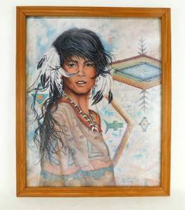 Vintage Indian Native American Maiden Print by Jonnie K Kostoff