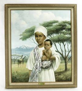 Vintage African Mother Framed Canvas by J Coleman