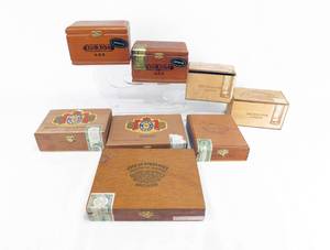 Lot of 8 Vintage Wood Cigar Boxes