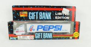 Vintage 1995 Pepsi Limited Die Cast Metal with Plastic Parts Gift Bank by Golden Wheel