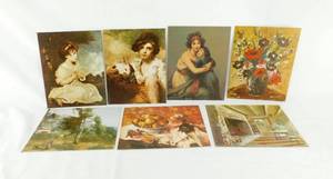 Lot of 7 Vintage 8x10 Board Prints including The Age of Innocence, Boy and Rabbit and More