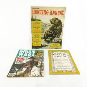 Lot of Vintage Magazines Including 1968 Sports Afield Hunting Annual, 1985 The Best of the West and Jaunuary 1950 The National Geographic Magazine