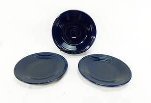 Lot of 3 Cobalt Fiestaware Luncheon Plates