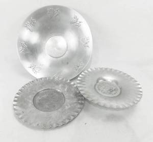 Lot of 3 Hammered Aluminum Serving Pieces including one West Bend Aluminum Company Large Bowl
