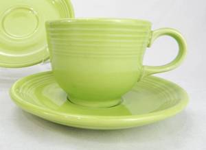 Retired Chartreuse Fiestaware Cup and 2 Saucers