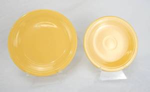 Lot of Vintage Yellow Fiestaware including Salad Plate, Bread Plate, Cup and Saucer