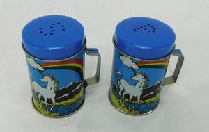 Lot of 6 Vintage 1980s Unicorn and Rainbow Salt and Pepper Shaker Sets