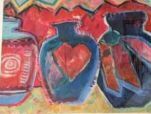 lot 6 image: Framed Colorful Abstract Pottery Painting