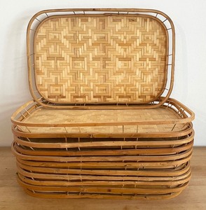 lot 97 image: 11 Woven Wooden Trays