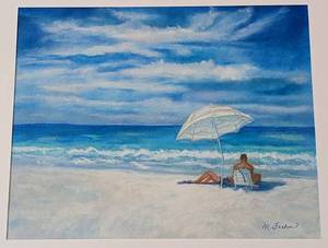 lot 70 image: Beautiful Framed Beach Pastel Drawing