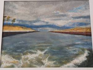 lot 40 image: Beautiful Framed Scenic Beach Drawing