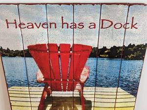 lot 34 image: Painted Wood Crystal Bay Wall Sign