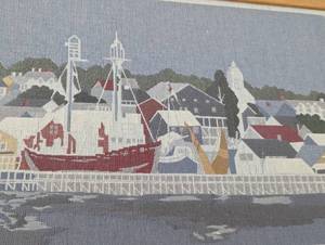 lot 26 image: Framed Nantucket Needlepoint Tapestry