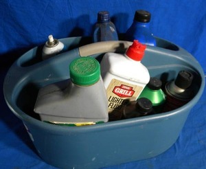 lot 29 image: Tub and Basket Full of Various Products