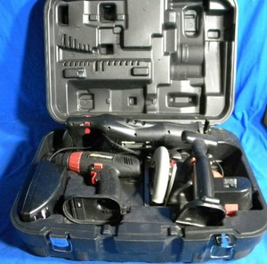 lot 7 image: Coleman Powermate 18V Cordless Drill  Reciprocating Saw Circular Saw and Hard Case