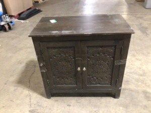 lot 3 image: Home Decorators Collection Katya Dark Coffee Hand Carved Wood Nightstand (32 in W. X 30 in H.), Customer return, Review al pictures