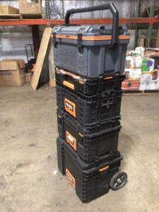 lot 12 image: RIDGID 22 in. Pro Gear Cart, 22 in. Pro Gear Tool Box and 22 in. Pro Gear Crate (6), Open Box, Review all pictures