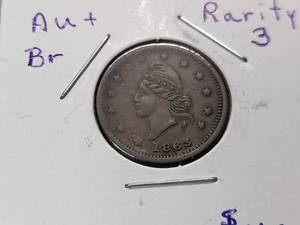 1863 CIVIL WAR TOKEN TURBAN HEAD R-3 AU-UNC
