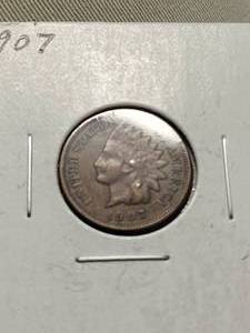 2 COINS 1907 INDIAN HEAD CENT 1942 JEFFERSON NICKEL