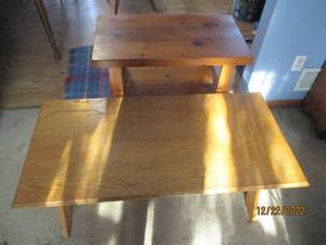2 solid wood display stands or shor...