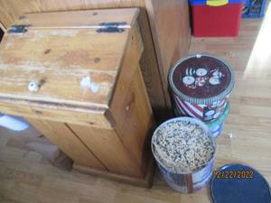Used wood garbage can holder and 3 ...