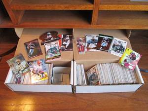 Dual sleeves of football cards...