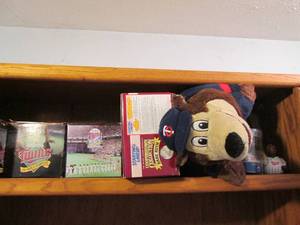 Entire top shelf of bookcase with c...