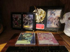 Stack of collectable items with car...
